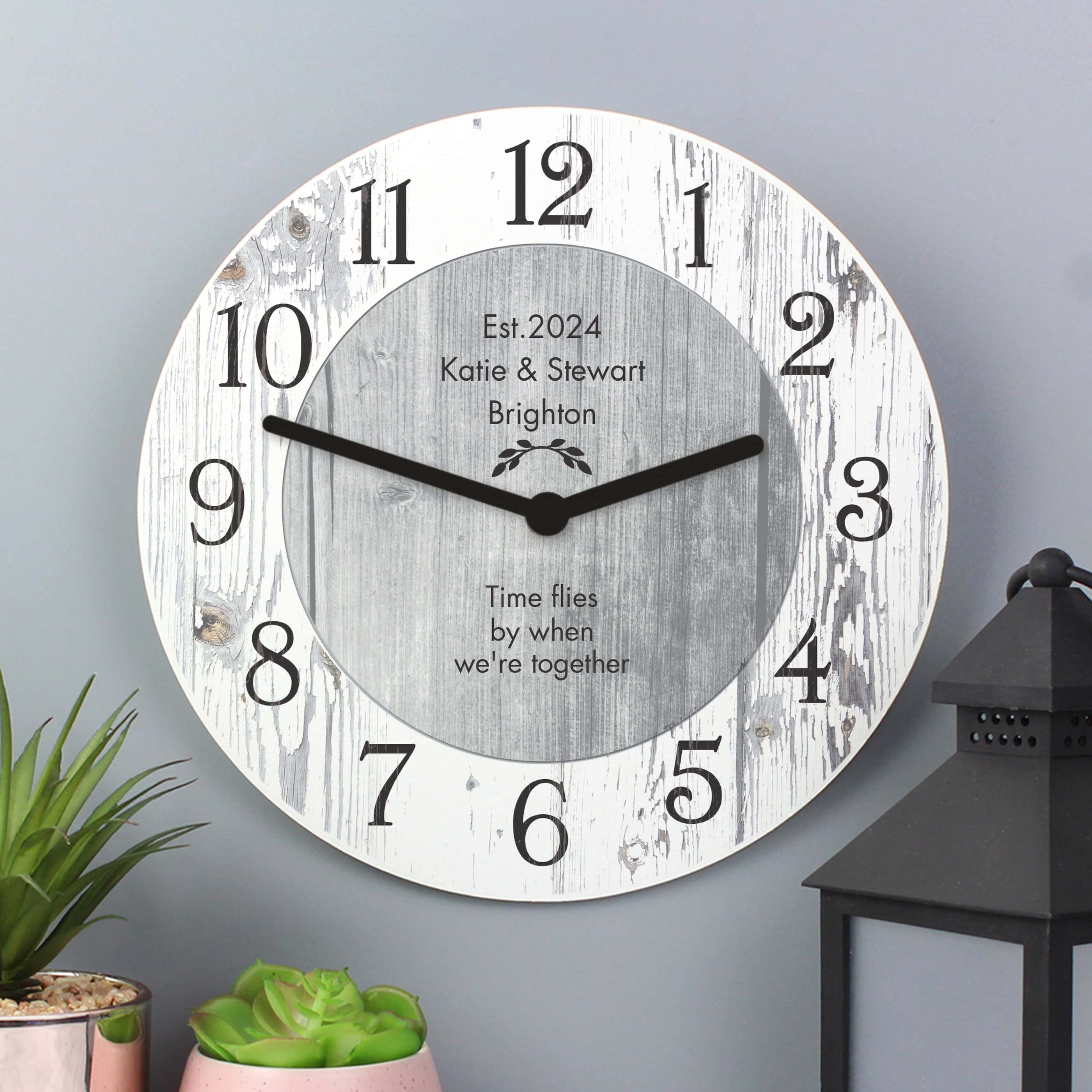 shabby chic wooden clock